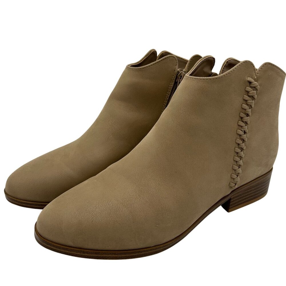 Mia Womens Tan Ankle Boots Size 9.5M  With Braided Detail